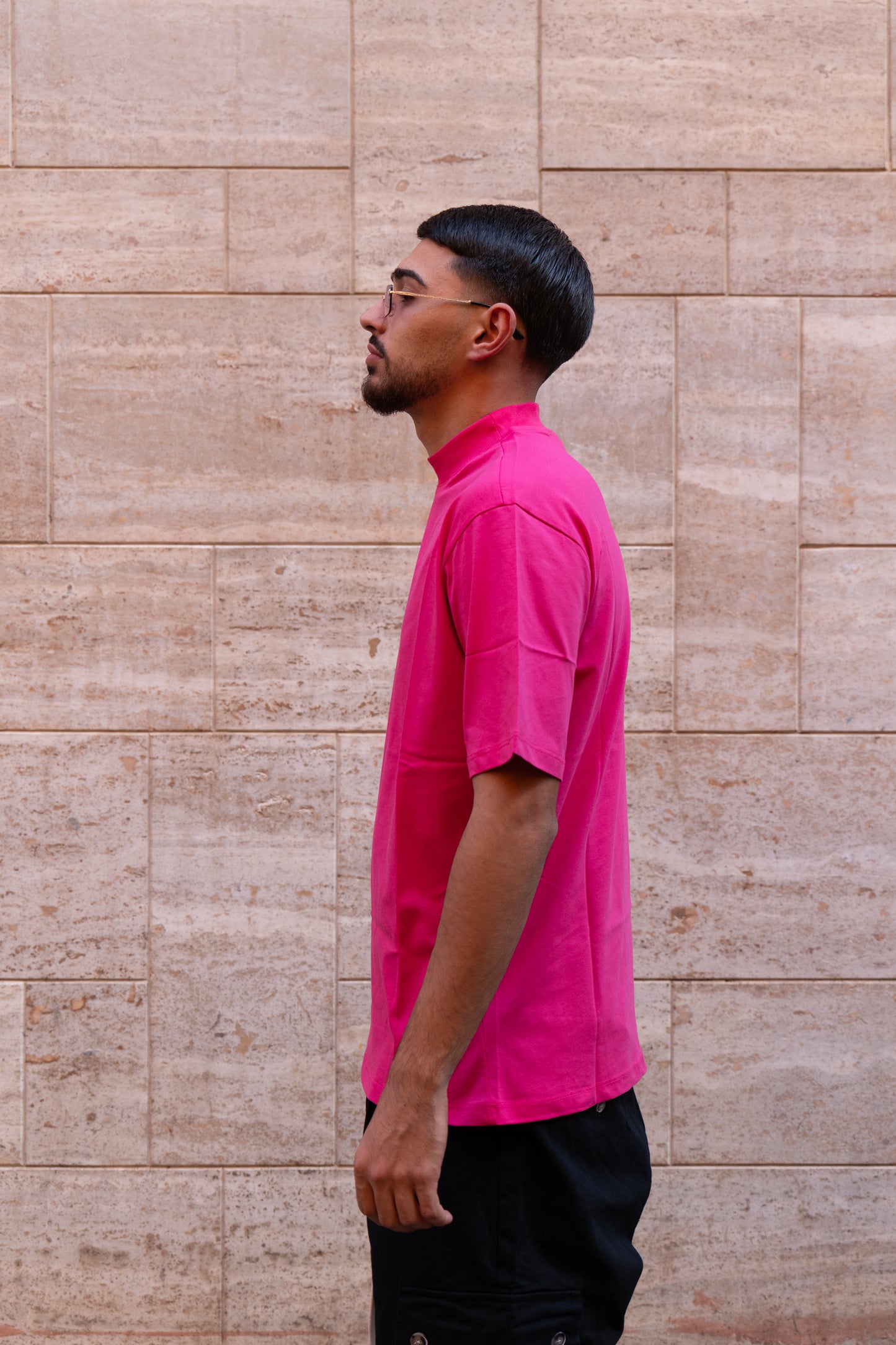 T-SHIRT COLLO ALTO FUCSIA