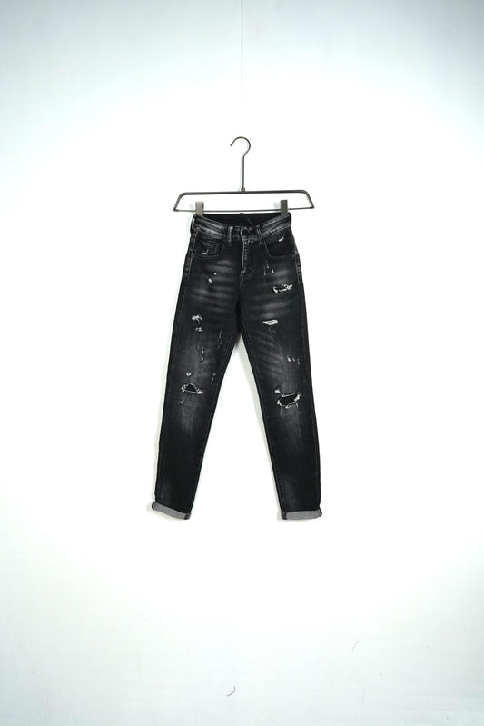 JEANS SKINNY KIDS SVERNICIATO NERO