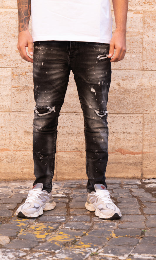 JEANS SKINNY SVERNICIATO NERO