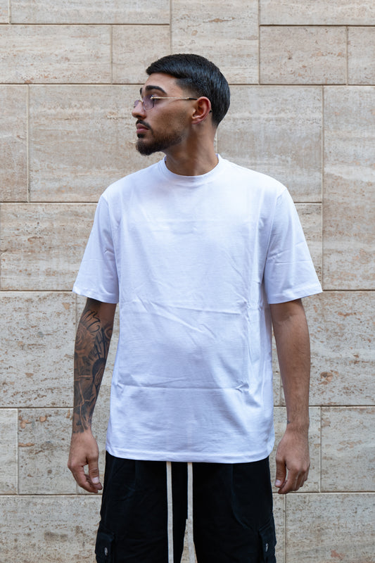 T-SHIRT GIRO COLLO BIANCA